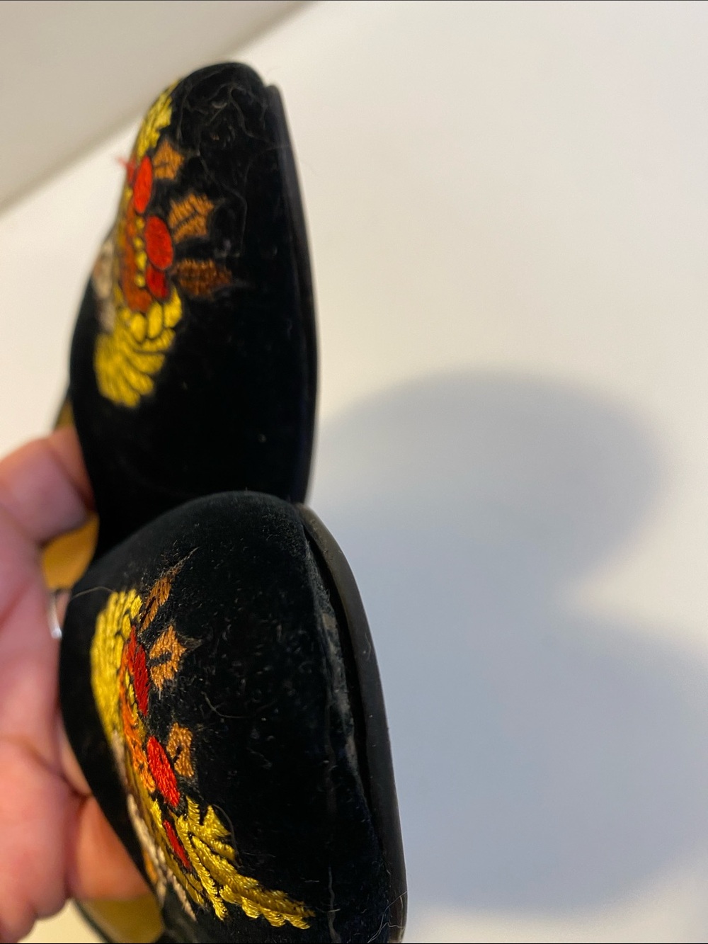 PRITZI Vintage Hollidays Black Floral Embroidered Halloweeb Ballet Flats Sz 9M - Picture 8 of 9